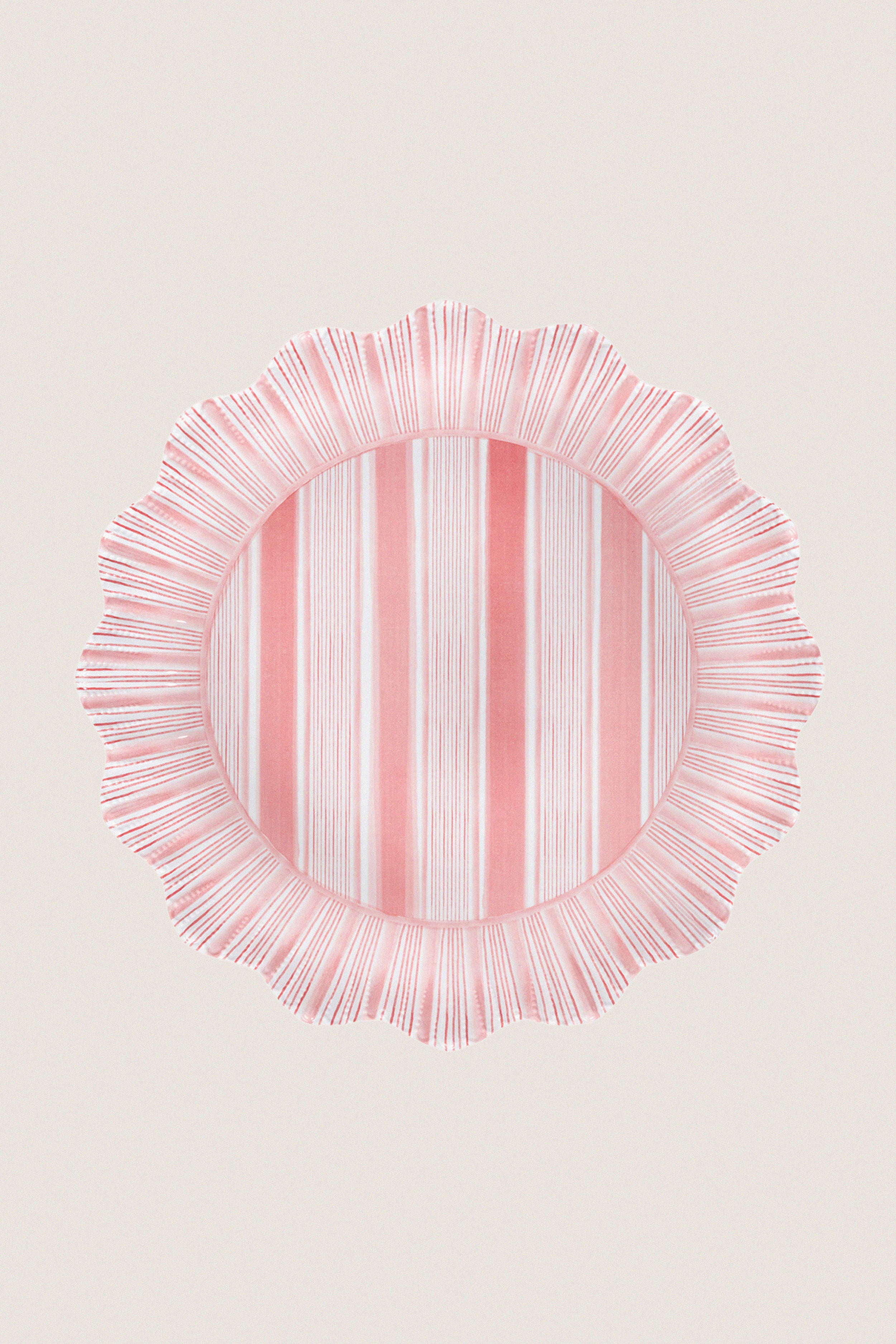 Coral Cabana Stripe Melamine Dinner Plate Set of 4
