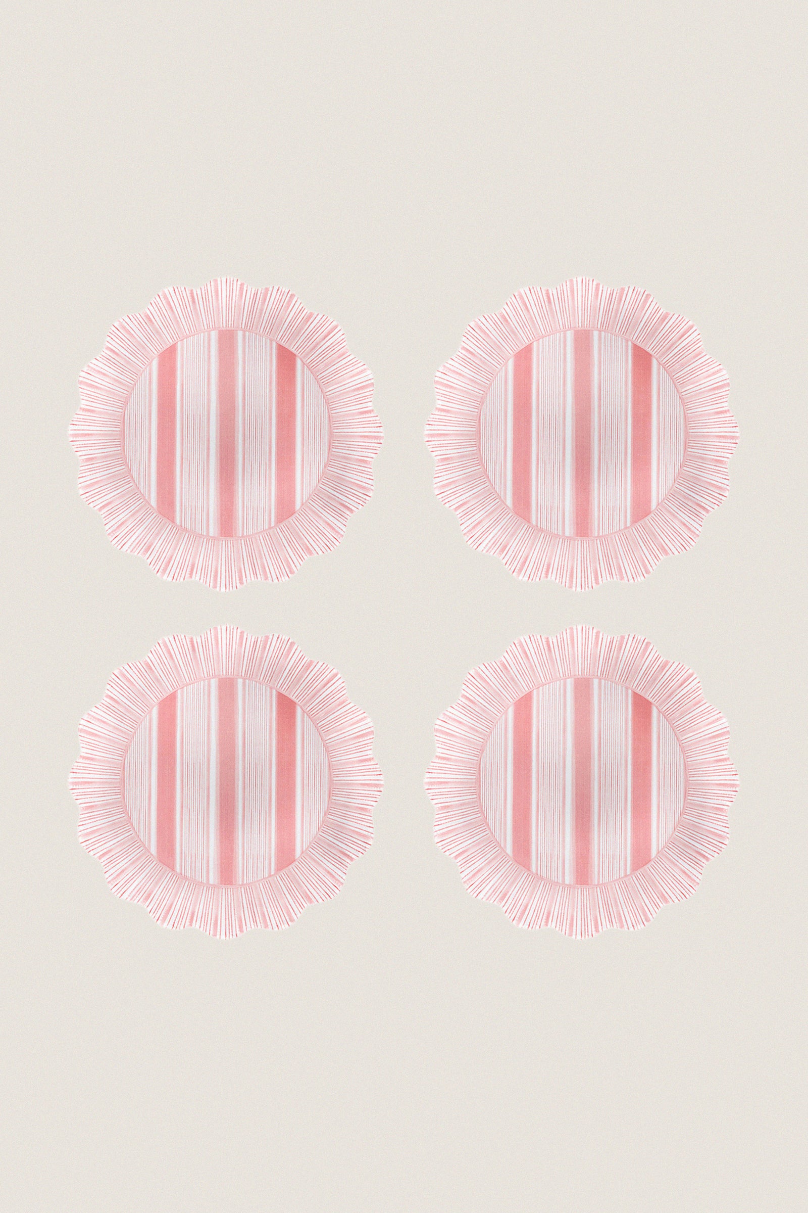 Coral Cabana Stripe Melamine Dessert Salad Plate Set of 4