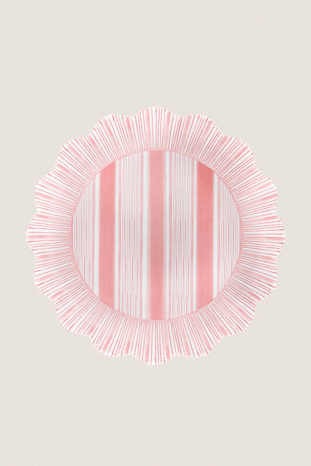 Coral Cabana Stripe Melamine Dessert Salad Plate Set of 4