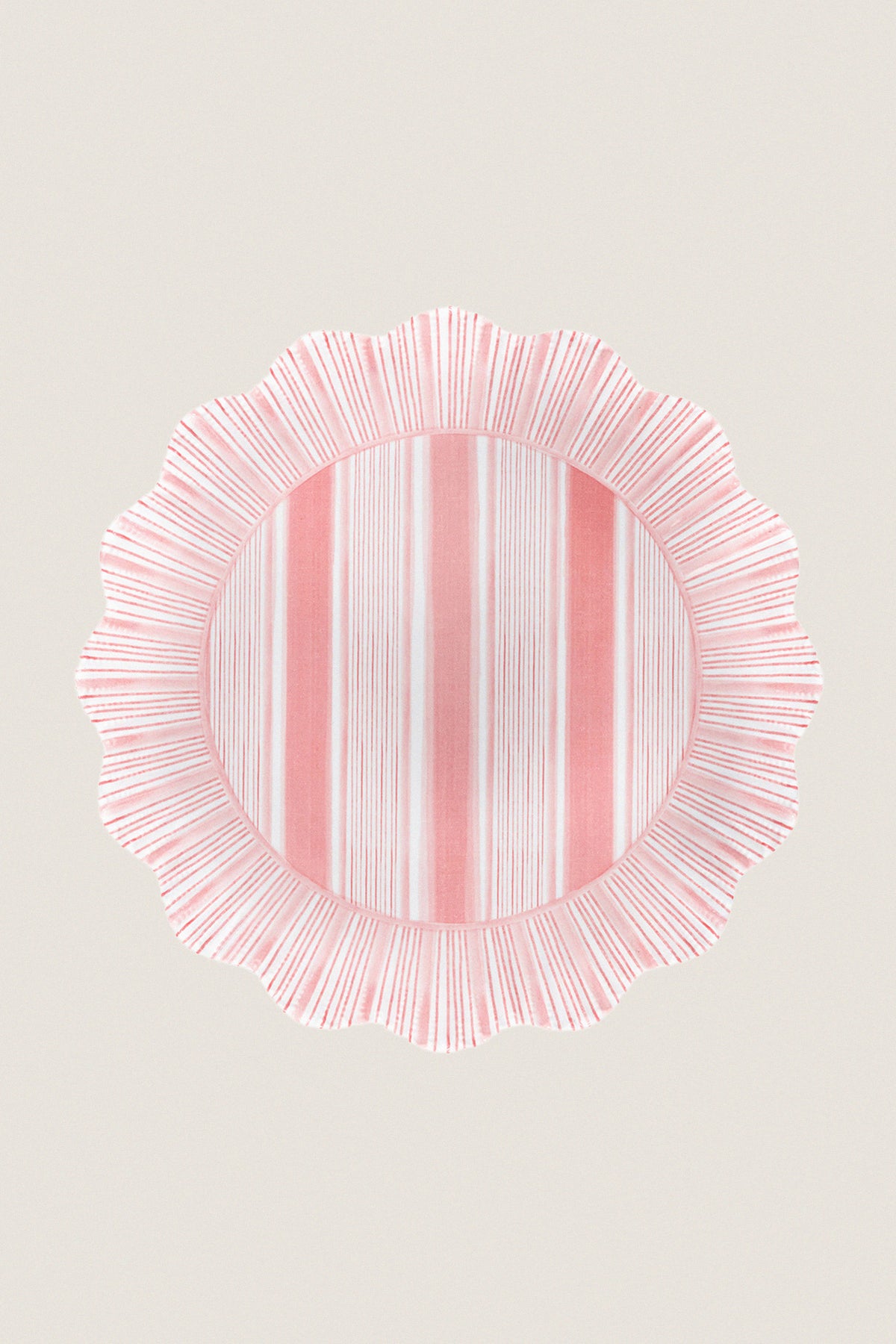 Coral Cabana Stripe Melamine Dessert Salad Plate Set of 4