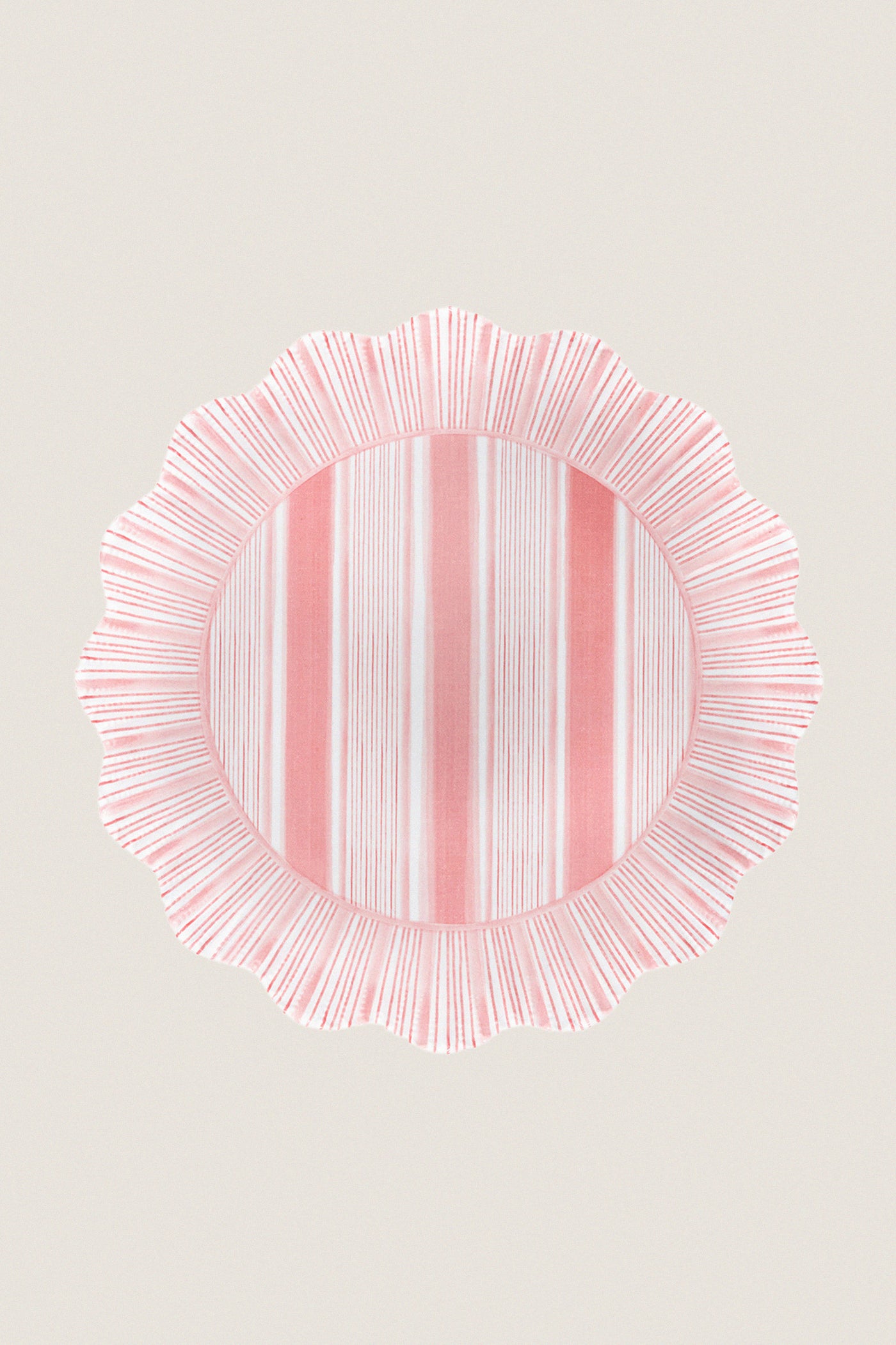 Coral Cabana Stripe Melamine Dessert Salad Plate Set of 4