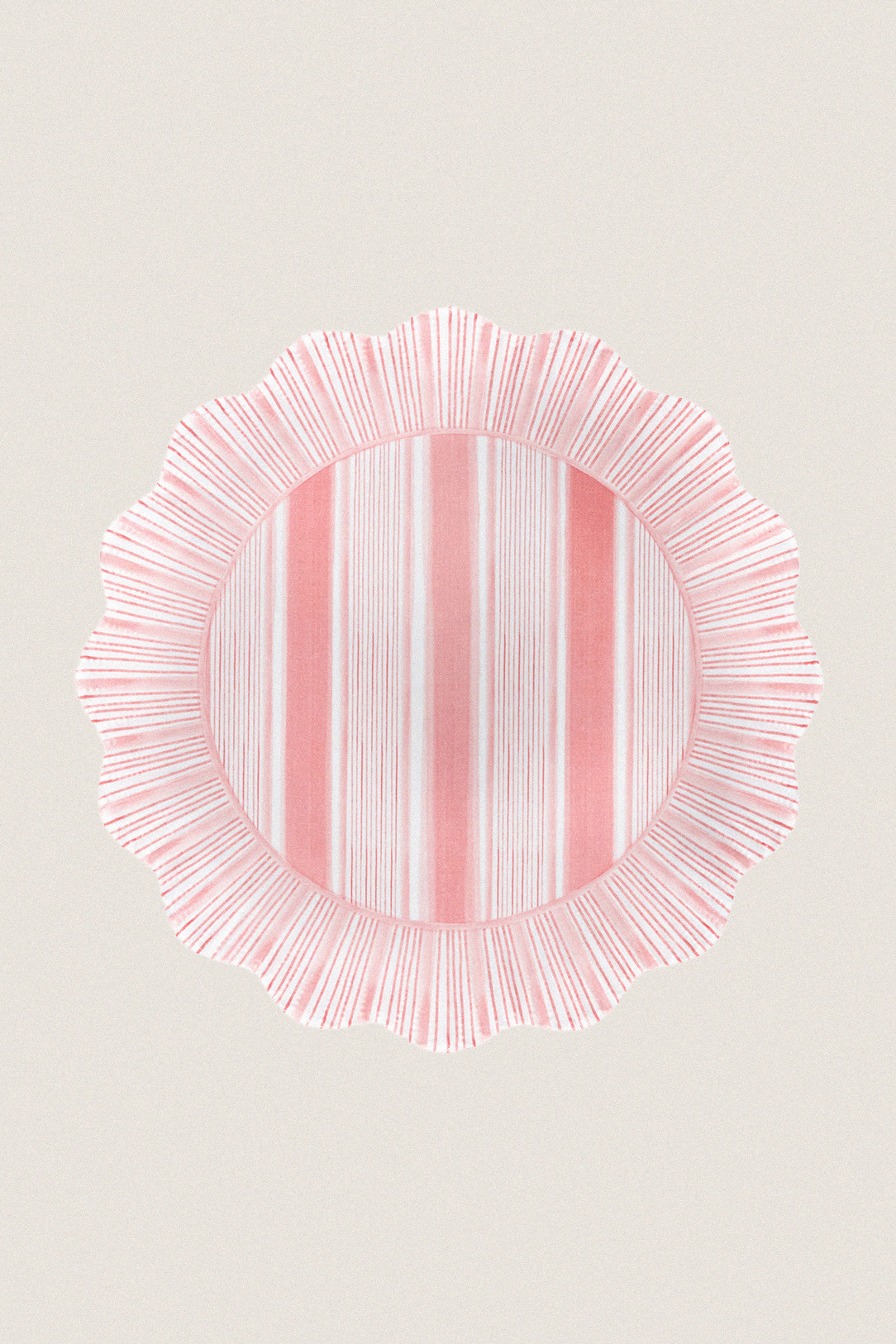 Coral Cabana Stripe Melamine Dessert Salad Plate Set of 4