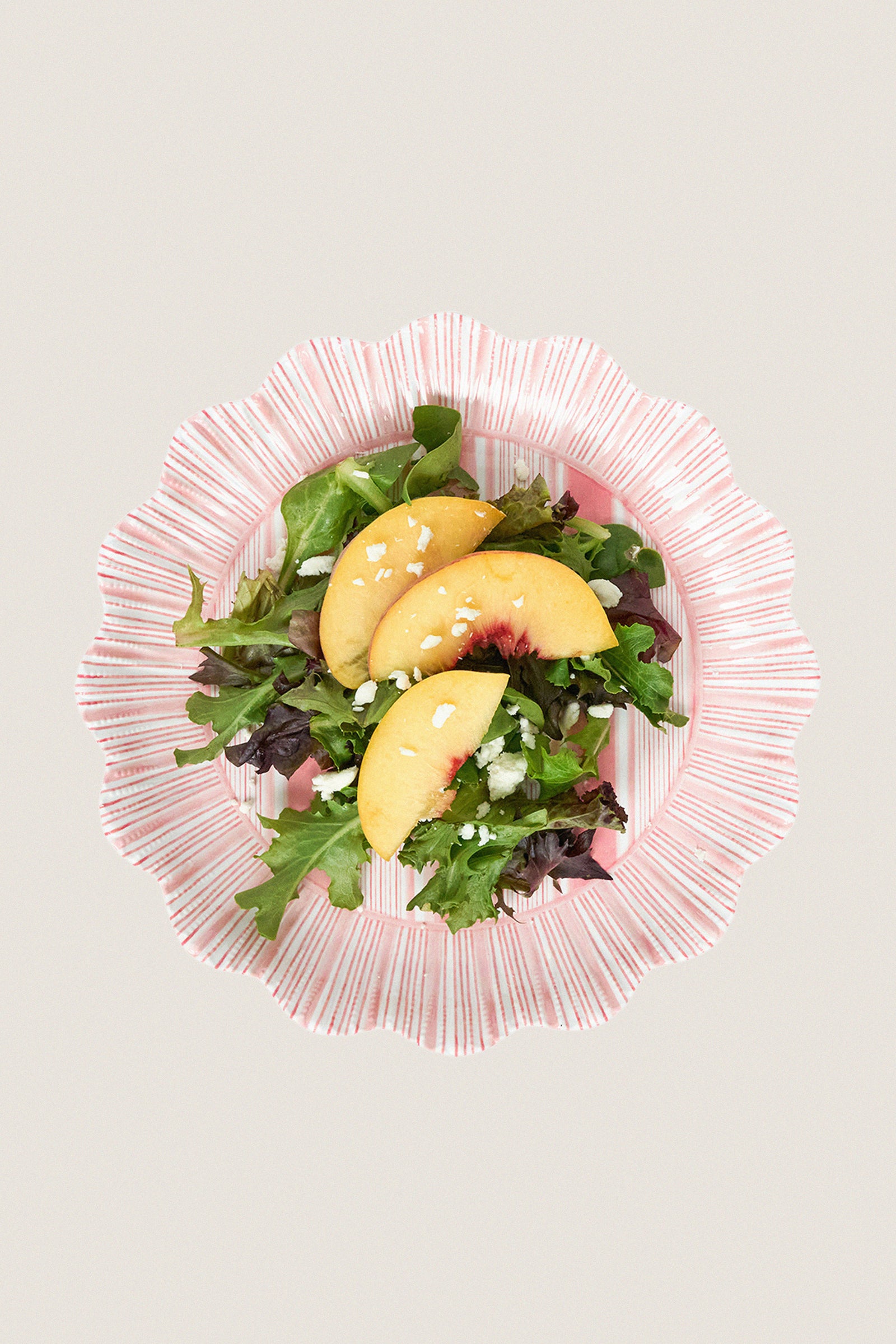 Coral Cabana Stripe Melamine Dessert Salad Plate Set of 4