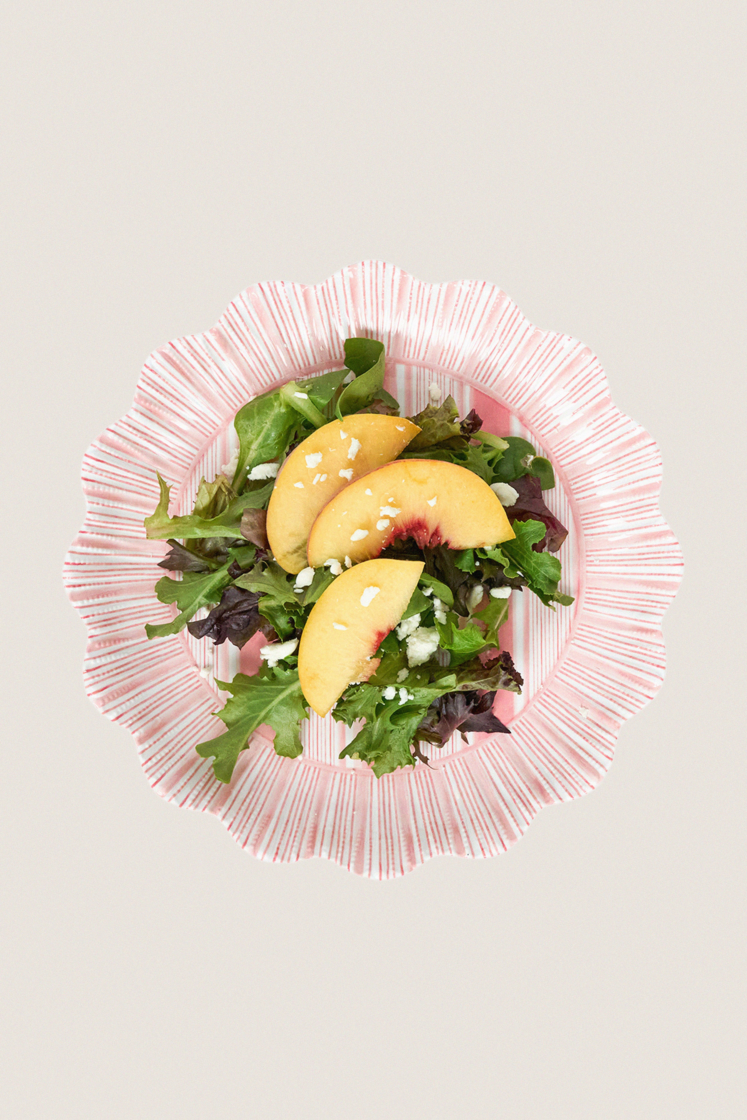 Coral Cabana Stripe Melamine Dessert Salad Plate Set of 4