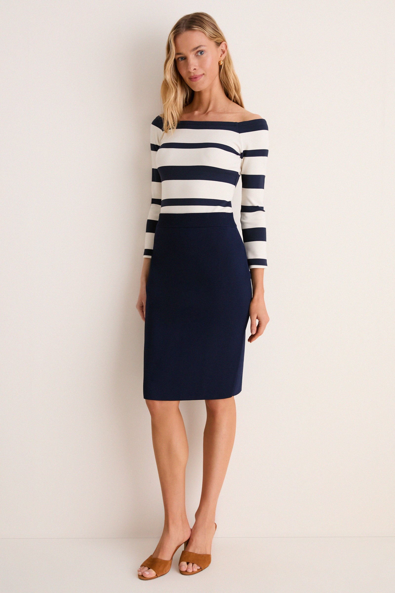 Navy Knit Milo Pencil Skirt