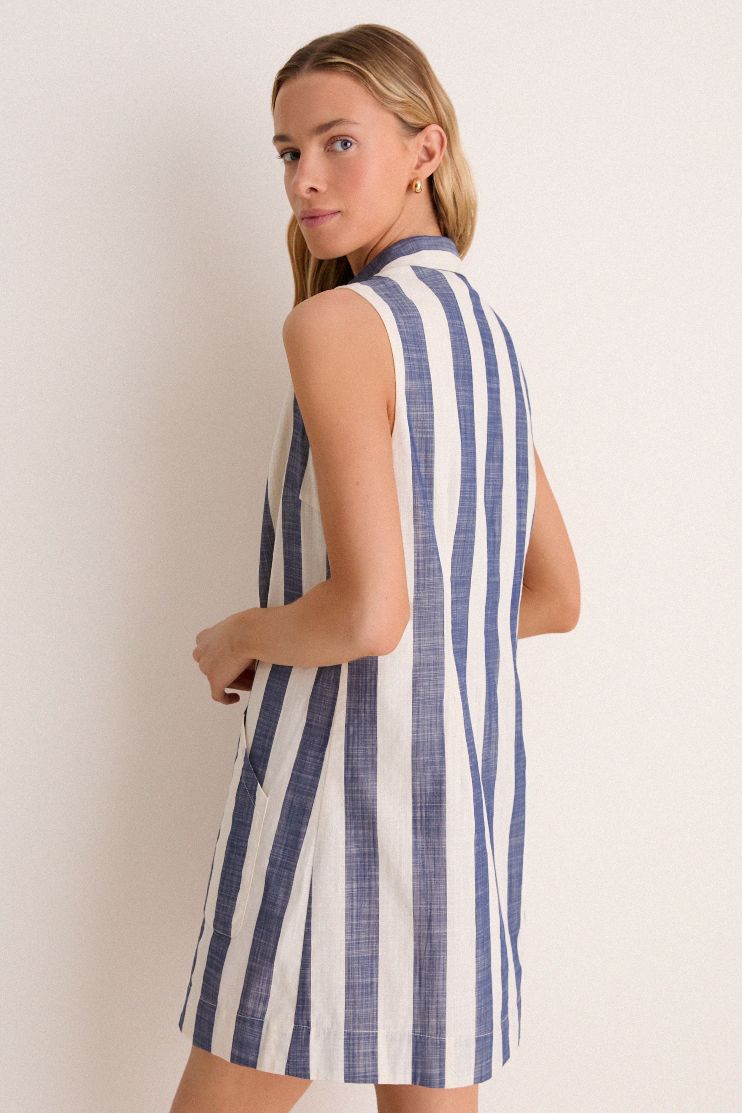 Villa Stripe Cotton Celio Shirt Dress