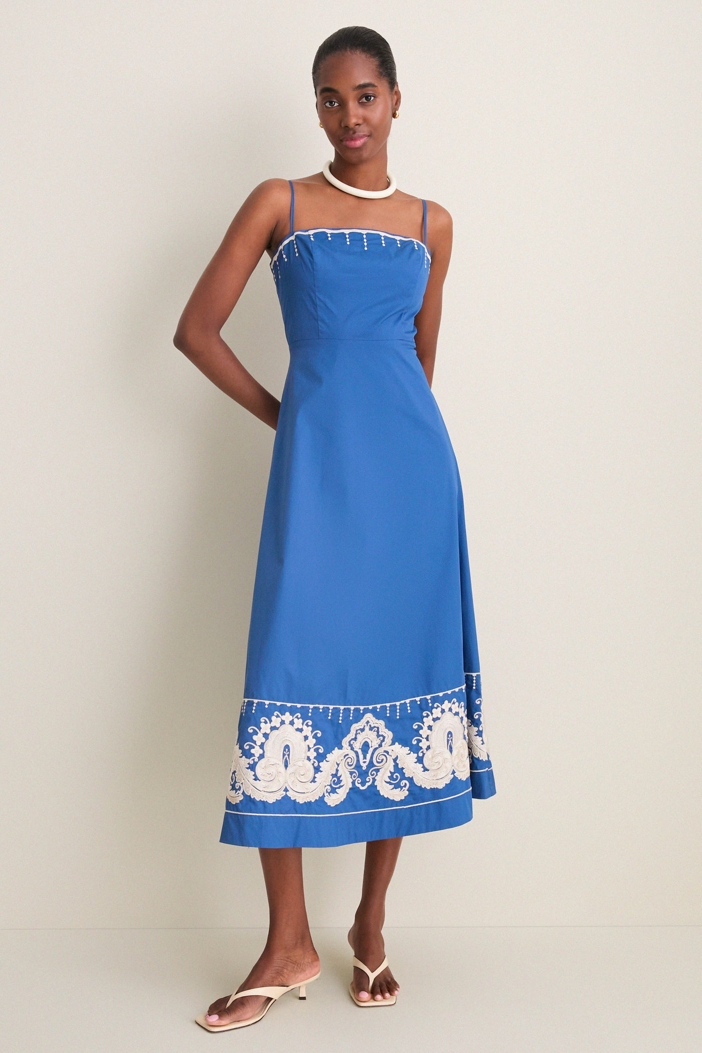 Azure Embroidered Cotton Rhea Maxi Dress Tuckernuck Azure / XXL