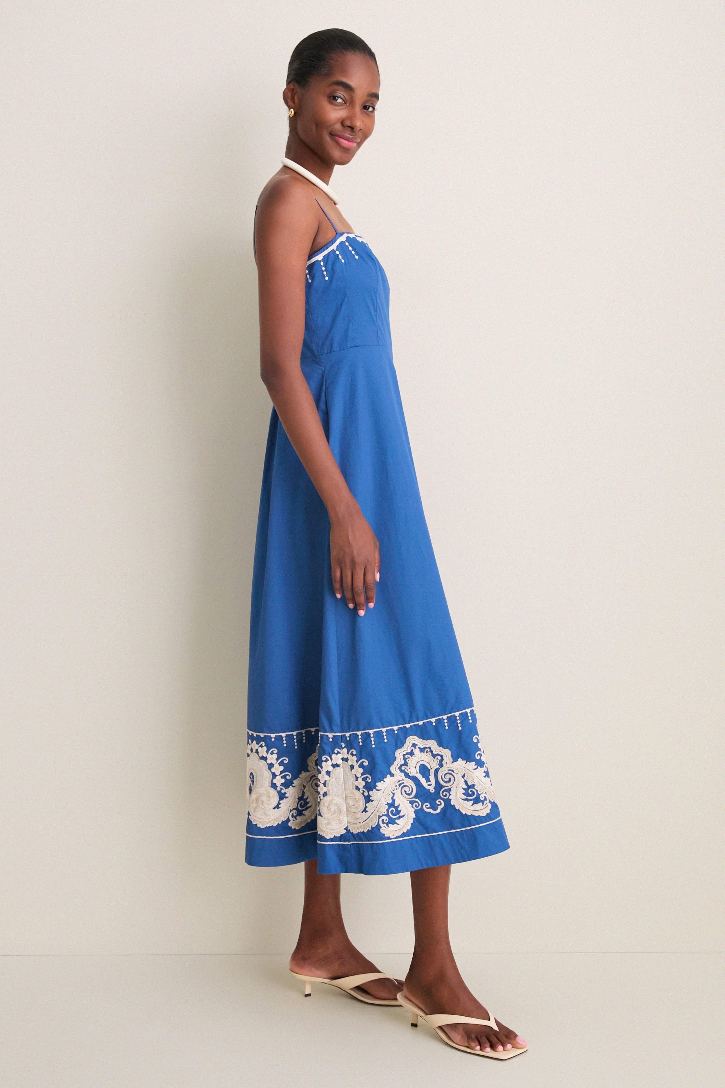 Azure Embroidered Cotton Rhea Maxi Dress | Tuckernuck