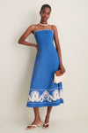 Azure Embroidered Cotton Rhea Maxi Dress