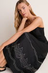 Black Embroidered Cotton Rhea Maxi Dress