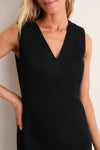 Black Stretch Cotton Twill  Lucia Dress
