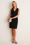 Black Stretch Cotton Twill  Lucia Dress