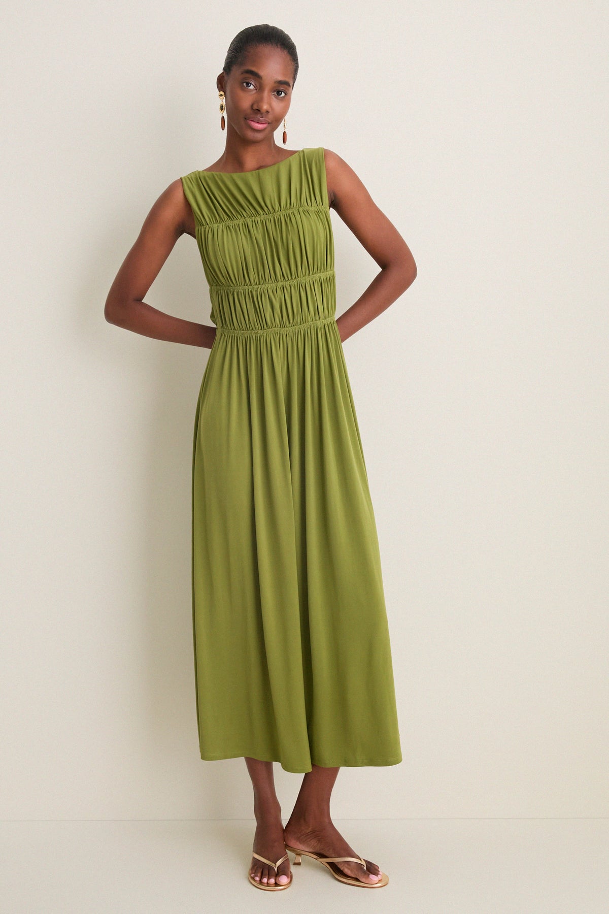 Cedar Green Smocked Aurelia Dress