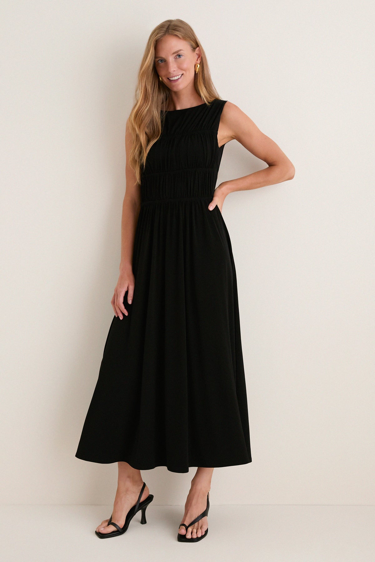 Black Smocked Aurelia Dress
