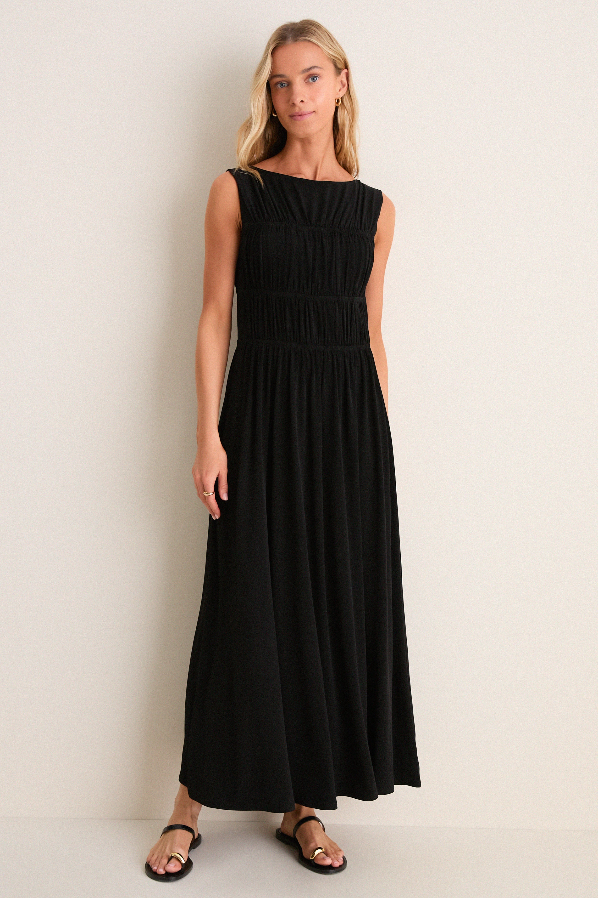 aurelia crepe maxi dress Tuckernuck Black Crepe Jersey Smocked Aurelia Dress Black / M
