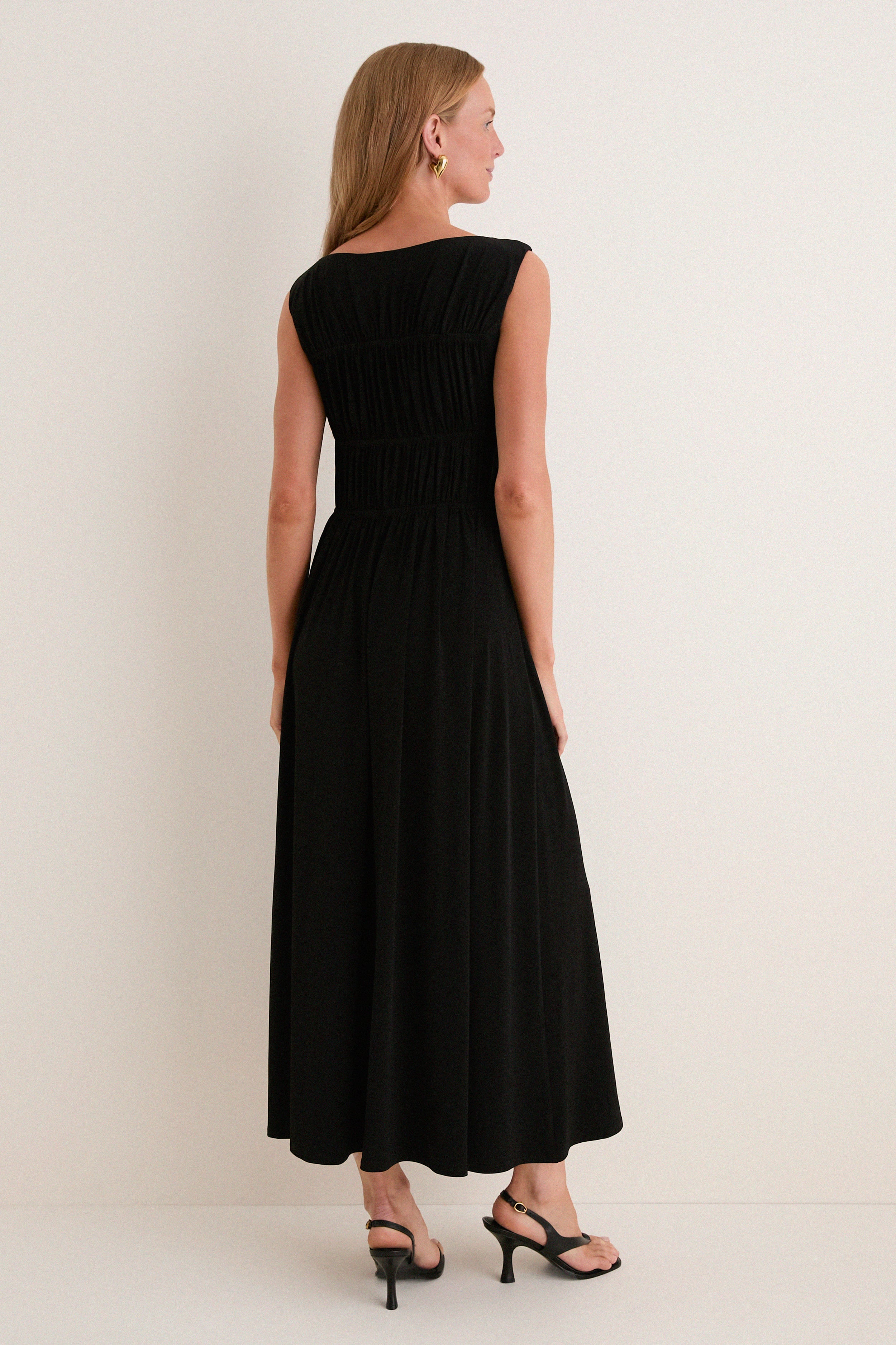 Black Smocked Aurelia Dress