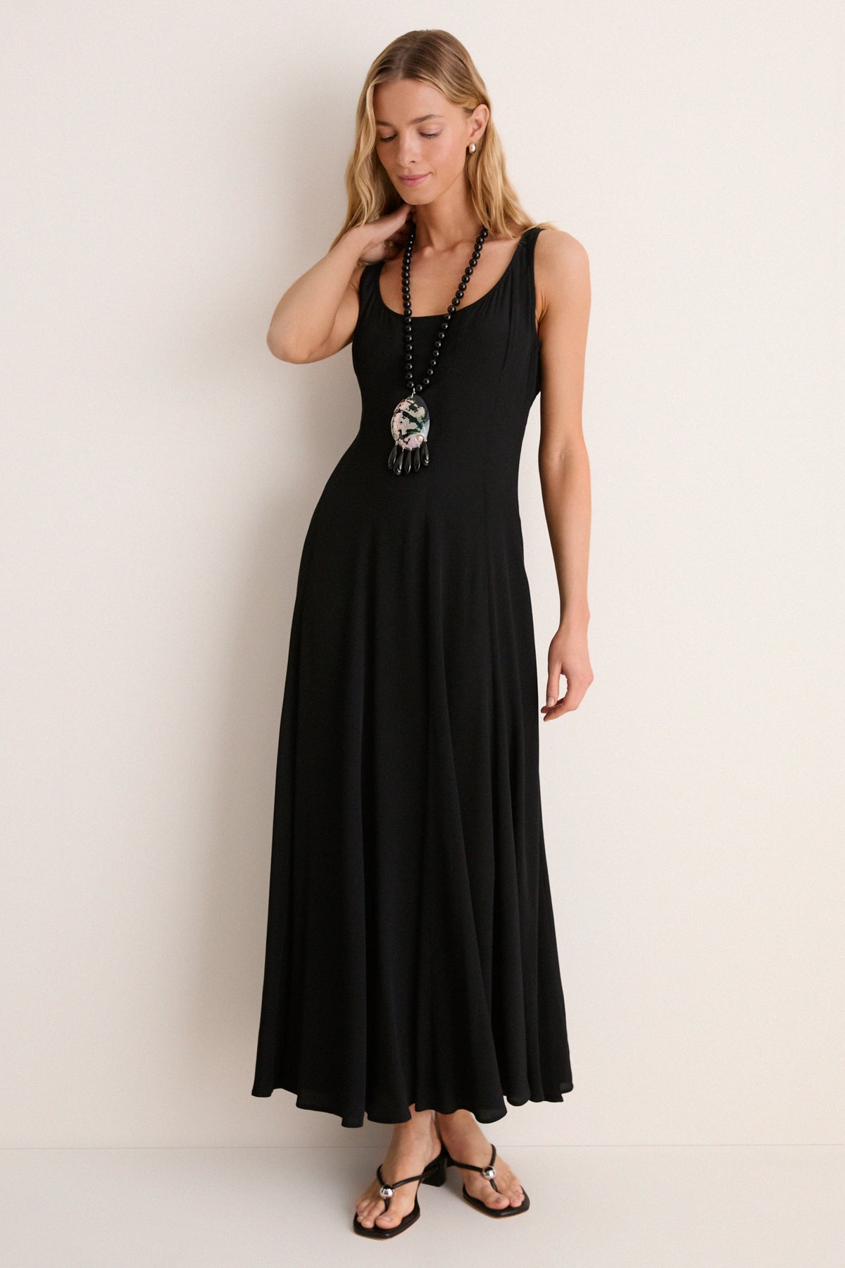 Tuckernuck Black Viscose Crepe Tank Lyon Maxi Dress Black / XXXL