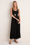 Black Viscose Crepe Tank Lyon Maxi Dress