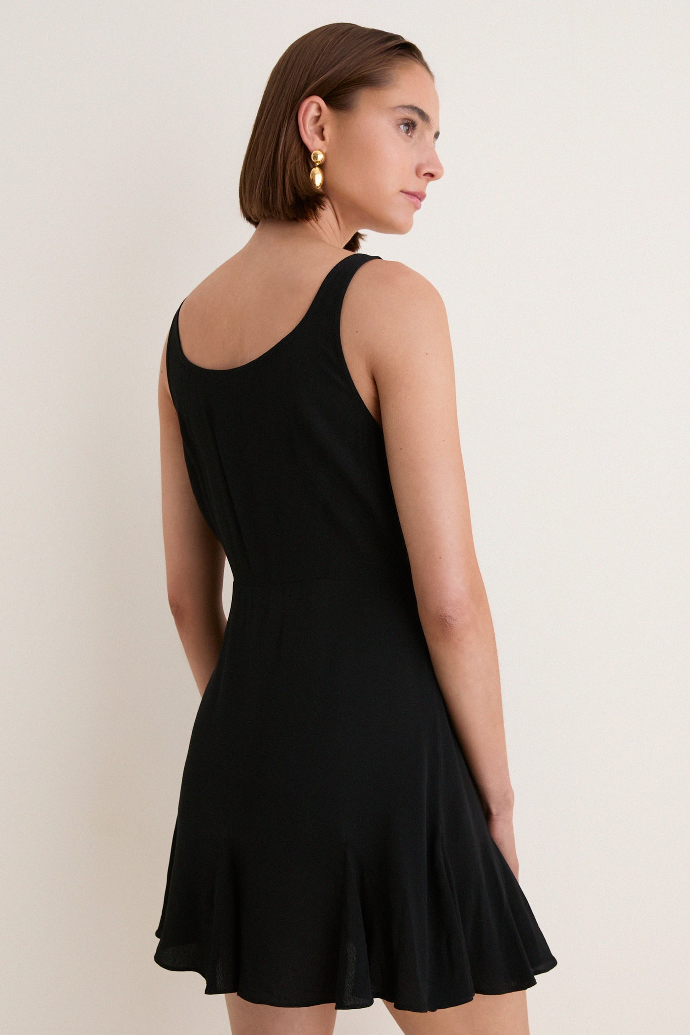 Black Viscose Crepe Lyon Mini Dress