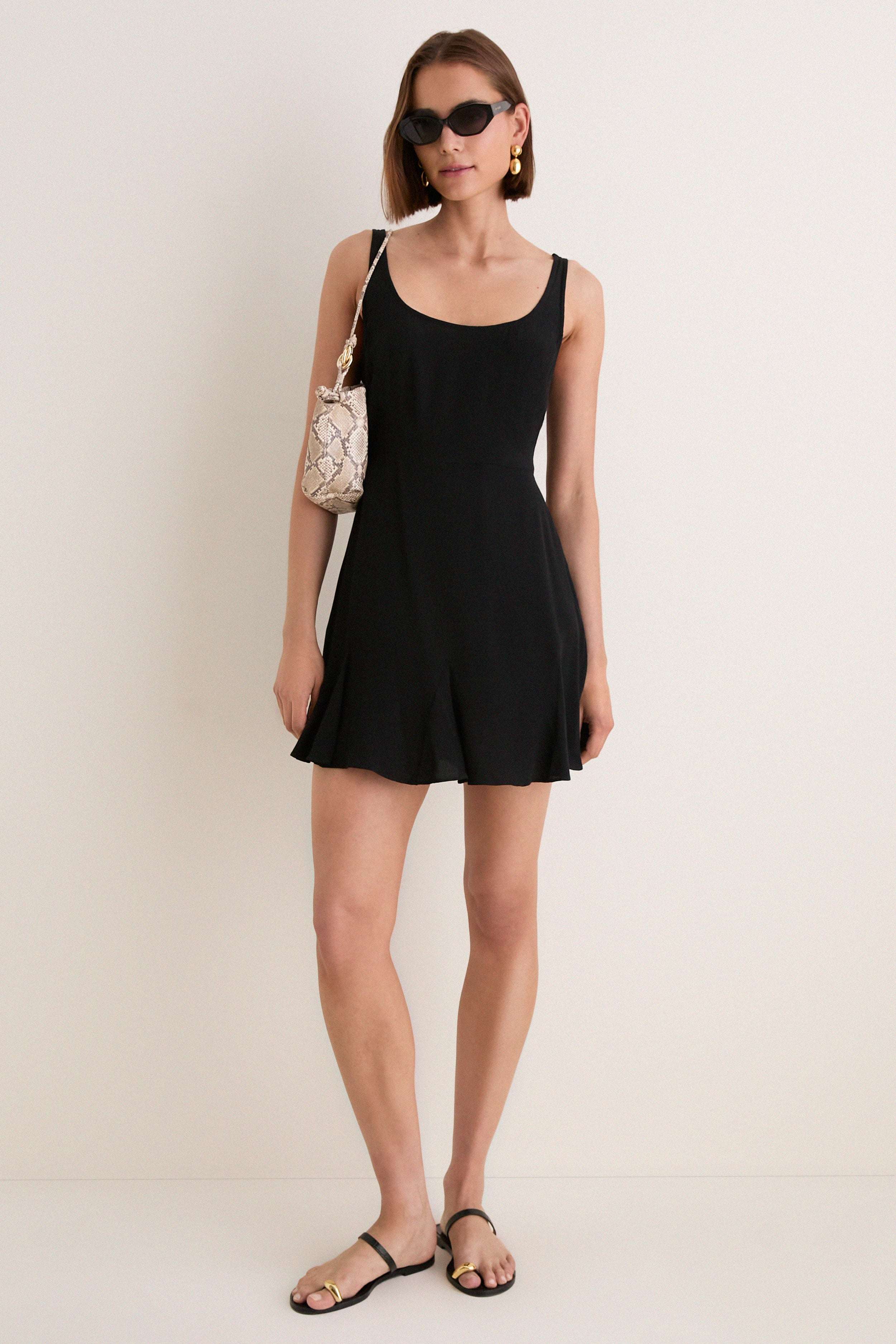 Black Viscose Crepe Lyon Mini Dress | Tuckernuck