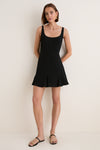 Black Viscose Crepe Lyon Mini Dress