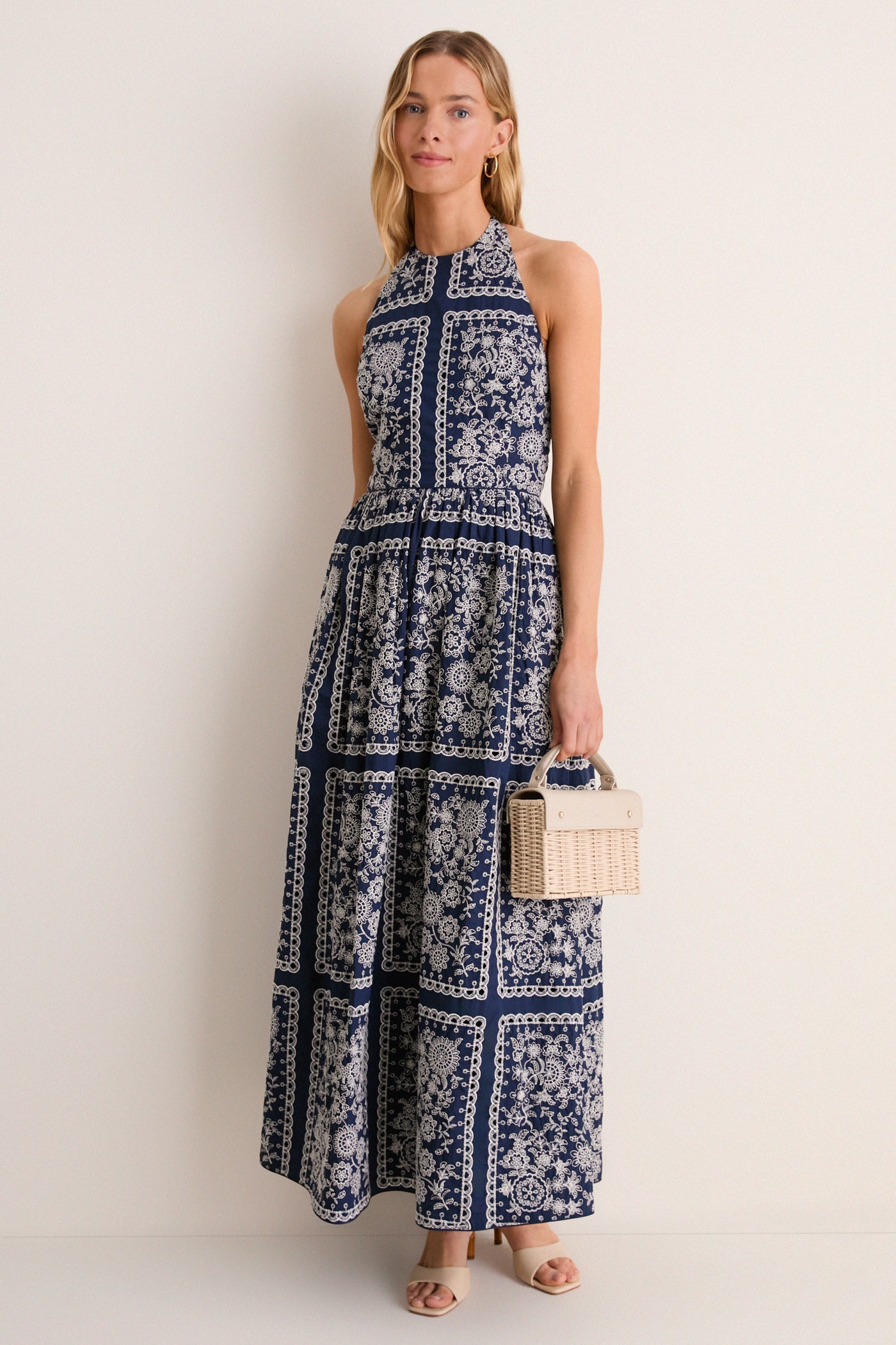 Navy Embroidered Marcie Dress