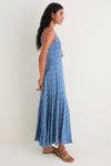 Aqua Ditsy Viscose  Crepe Lyon Maxi Dress