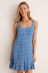 Watercolor Botanical Viscose Crepe Lyon Mini Dress