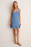 Watercolor Botanical Viscose Crepe Lyon Mini Dress