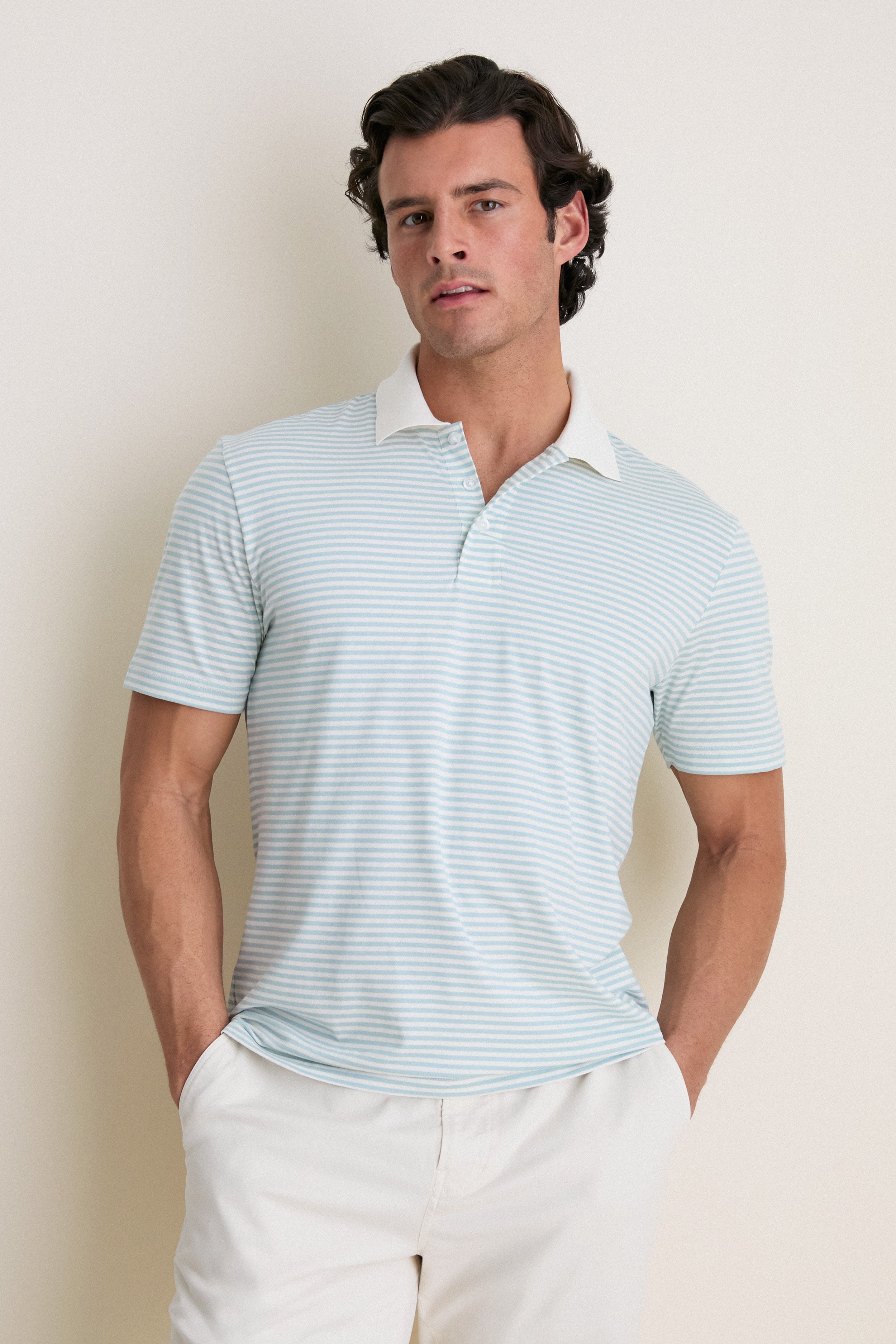 Beach Fog Stripe Movement Pique Polo