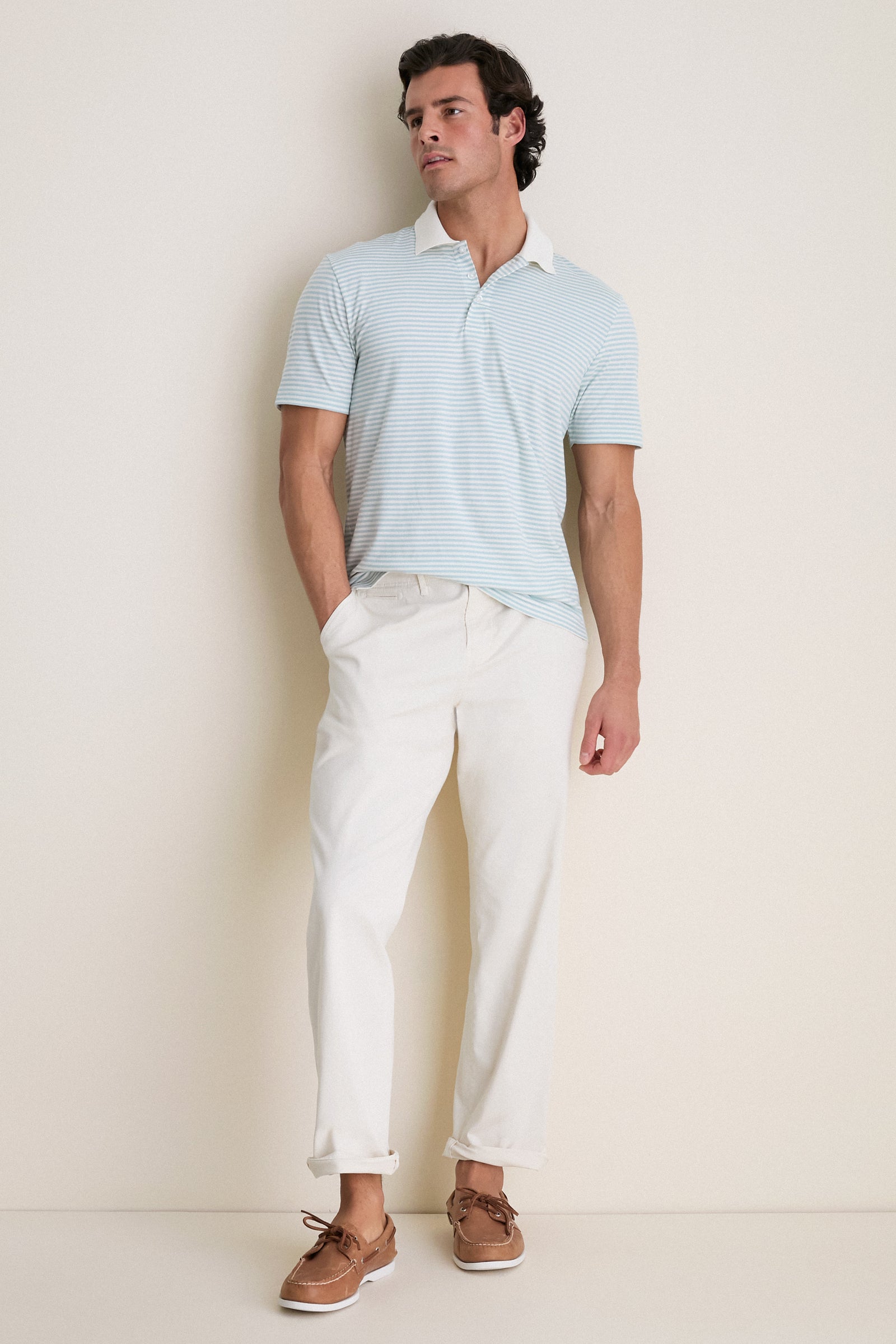 Beach Fog Stripe Movement Pique Polo