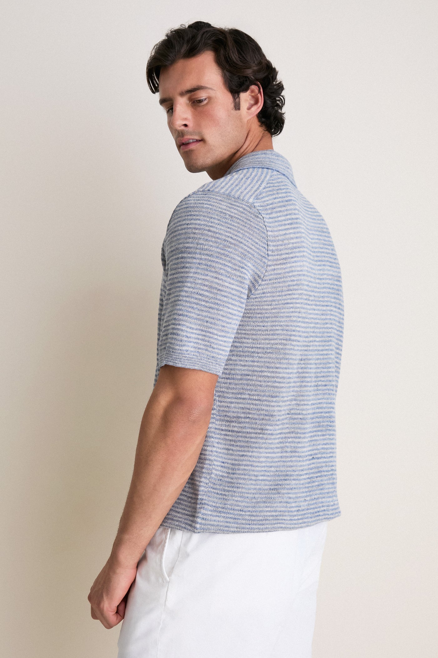 Shore Rock Stripe Linen Sweater Polo