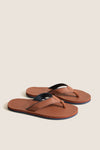 Cask Clipper Waterproof Leather Sandal: Classic men's flip-flops with tan-brown footbeds, memory foam-cushioned straps, and arch support for an effortless, high-end, and fun summer experience.