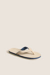 Sand Pier Pebbled Leather Sandal with a classic, minimalist design; features a light beige footbed and stylish Y-shaped strap, perfect for effortless, high-end casual wear.