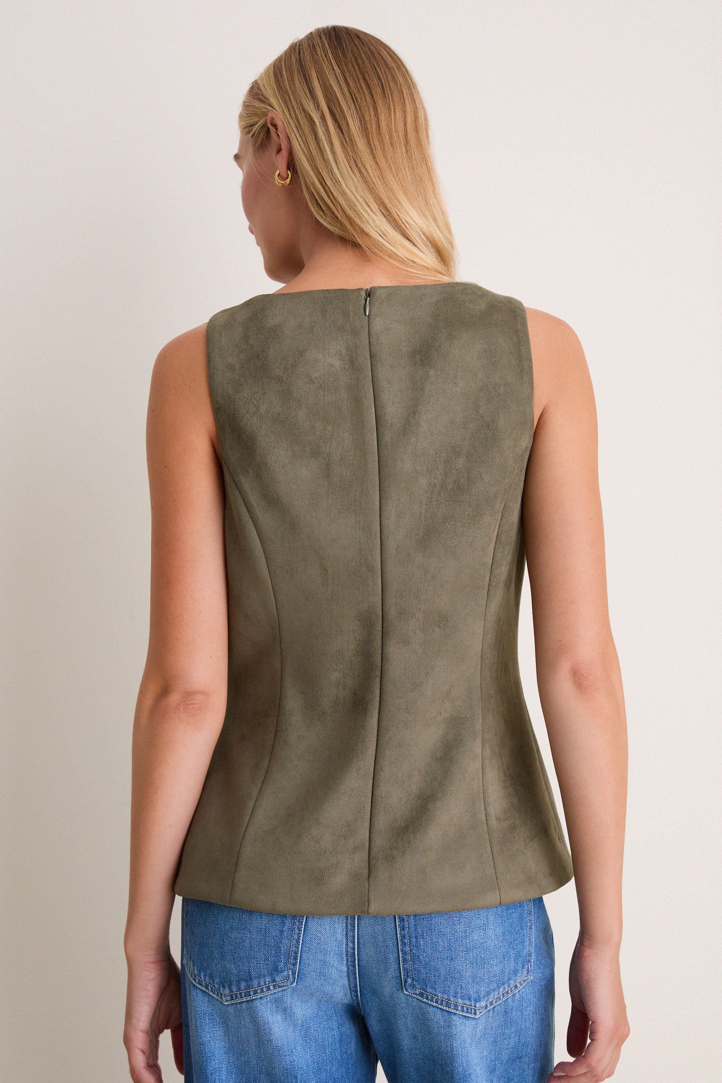 Dark Green Faux Suede Franz Top