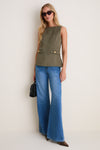 Dark Green Faux Suede Franz Top