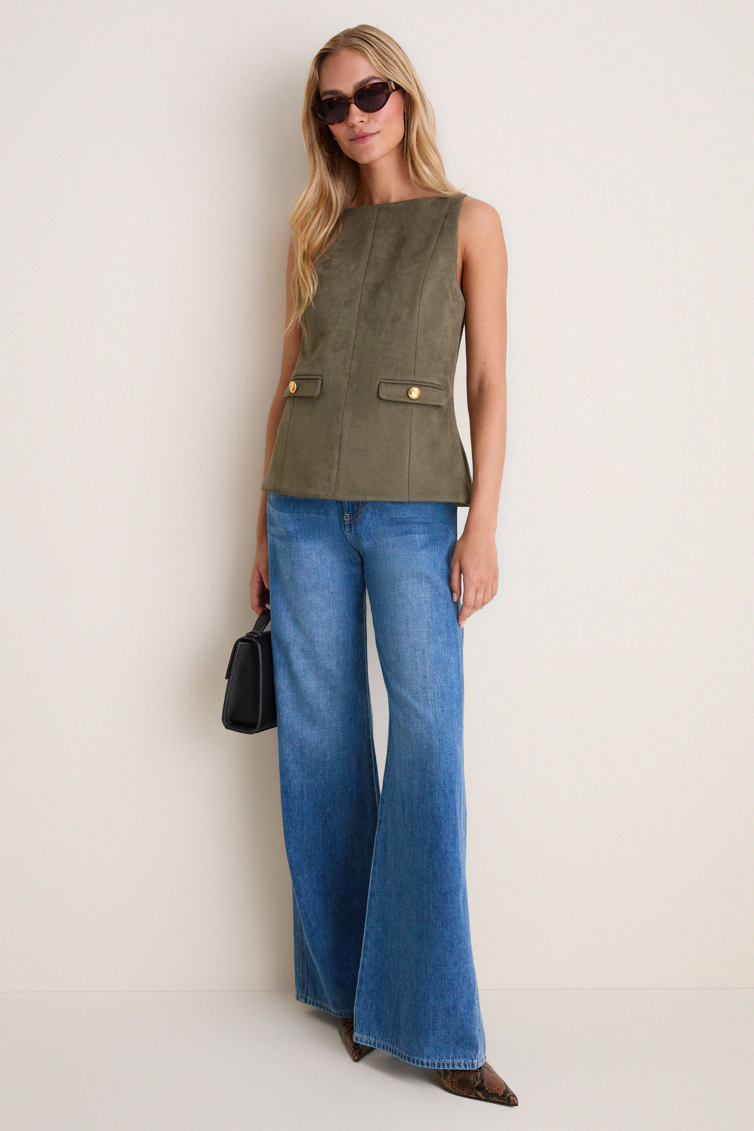 Dark Green Faux Suede Franz Top