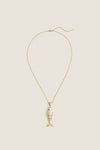 Strong Ombre Stone Fish Pendant with Classic Rolo