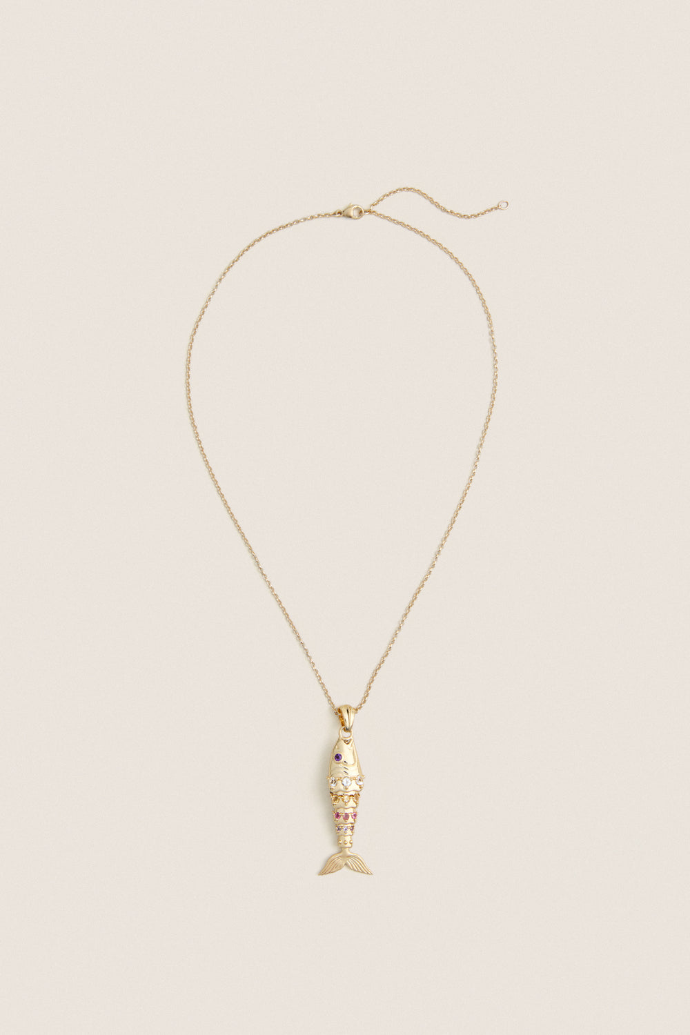 Strong Ombre Stone Fish Pendant with Classic Rolo