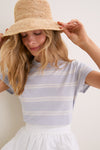 Blue and Ivory Stripe Cashmere Silk Katie Tee