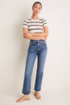 Ivory and Mocha Stripe Cashmere Silk Katie Tee