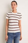 Ivory and Mocha Stripe Cashmere Silk Katie Tee