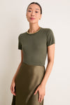 Olive Cashmere Silk Katie Tee