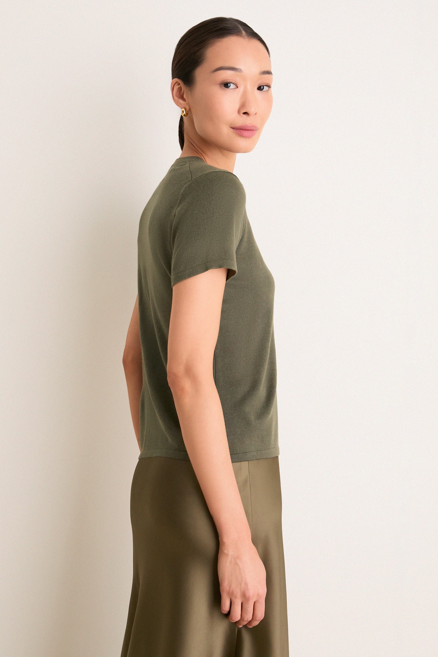 Olive Cashmere Silk Katie Tee