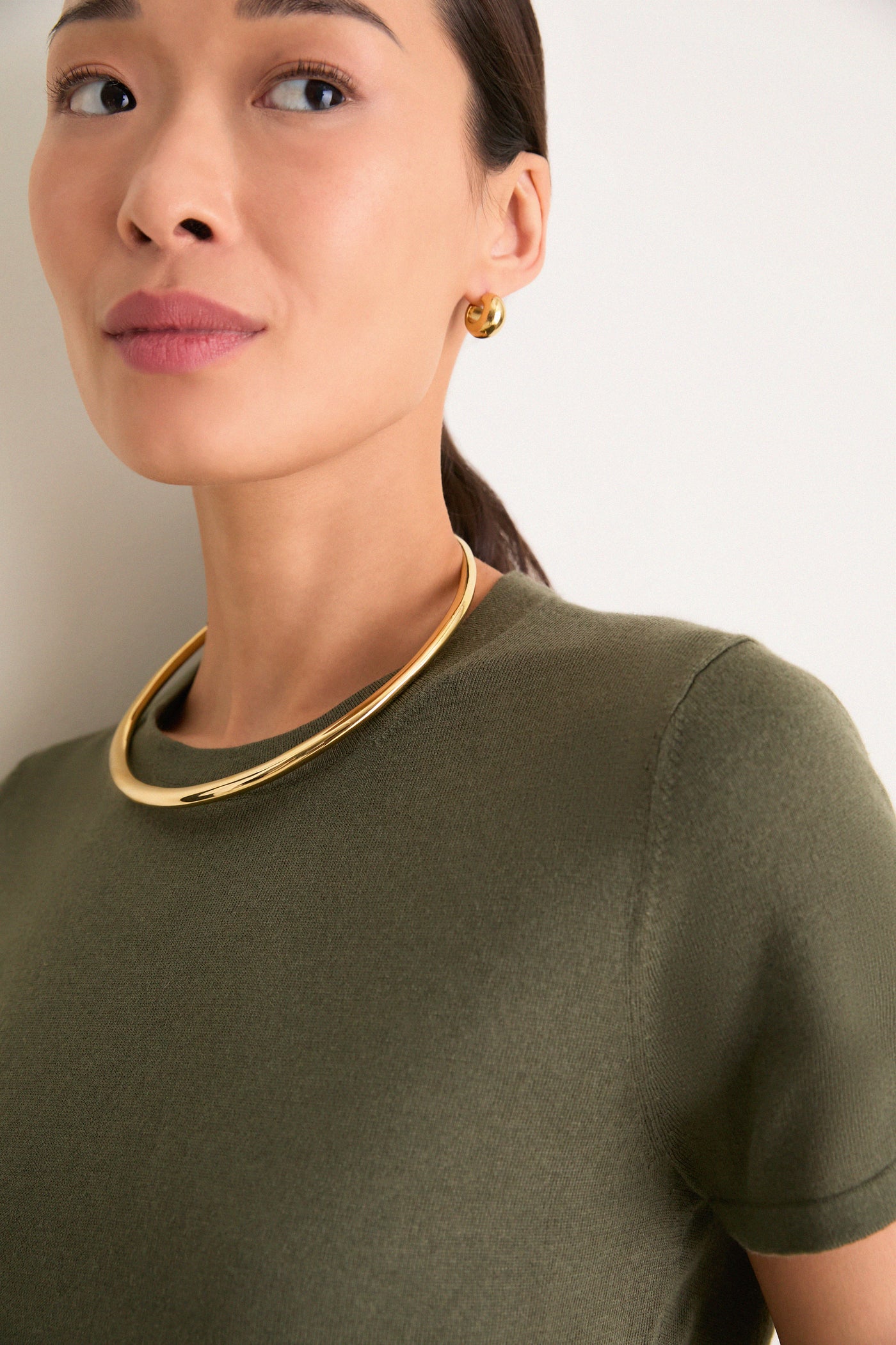 Olive Cashmere Silk Katie Tee