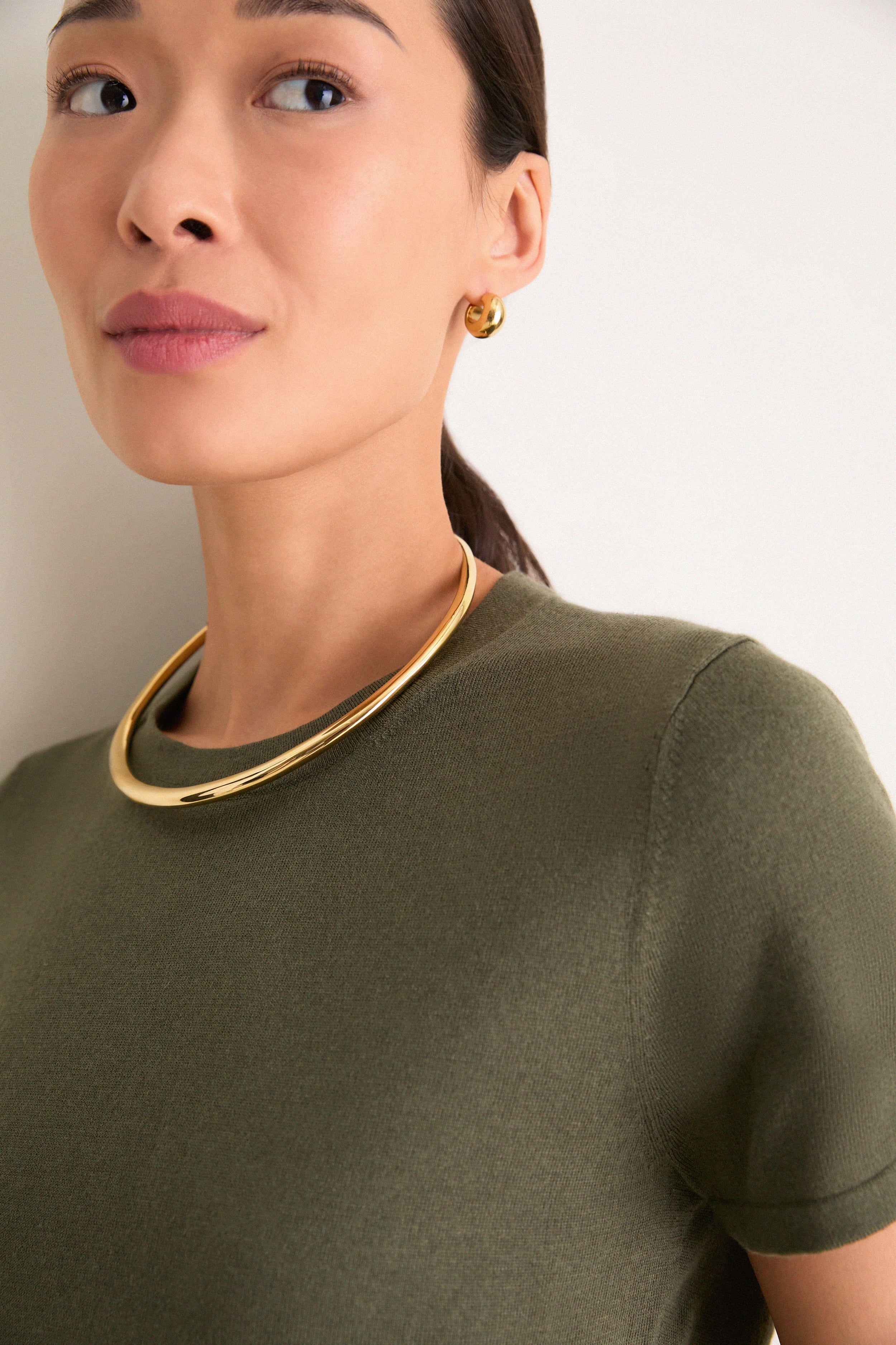 Olive Cashmere Silk Katie Tee