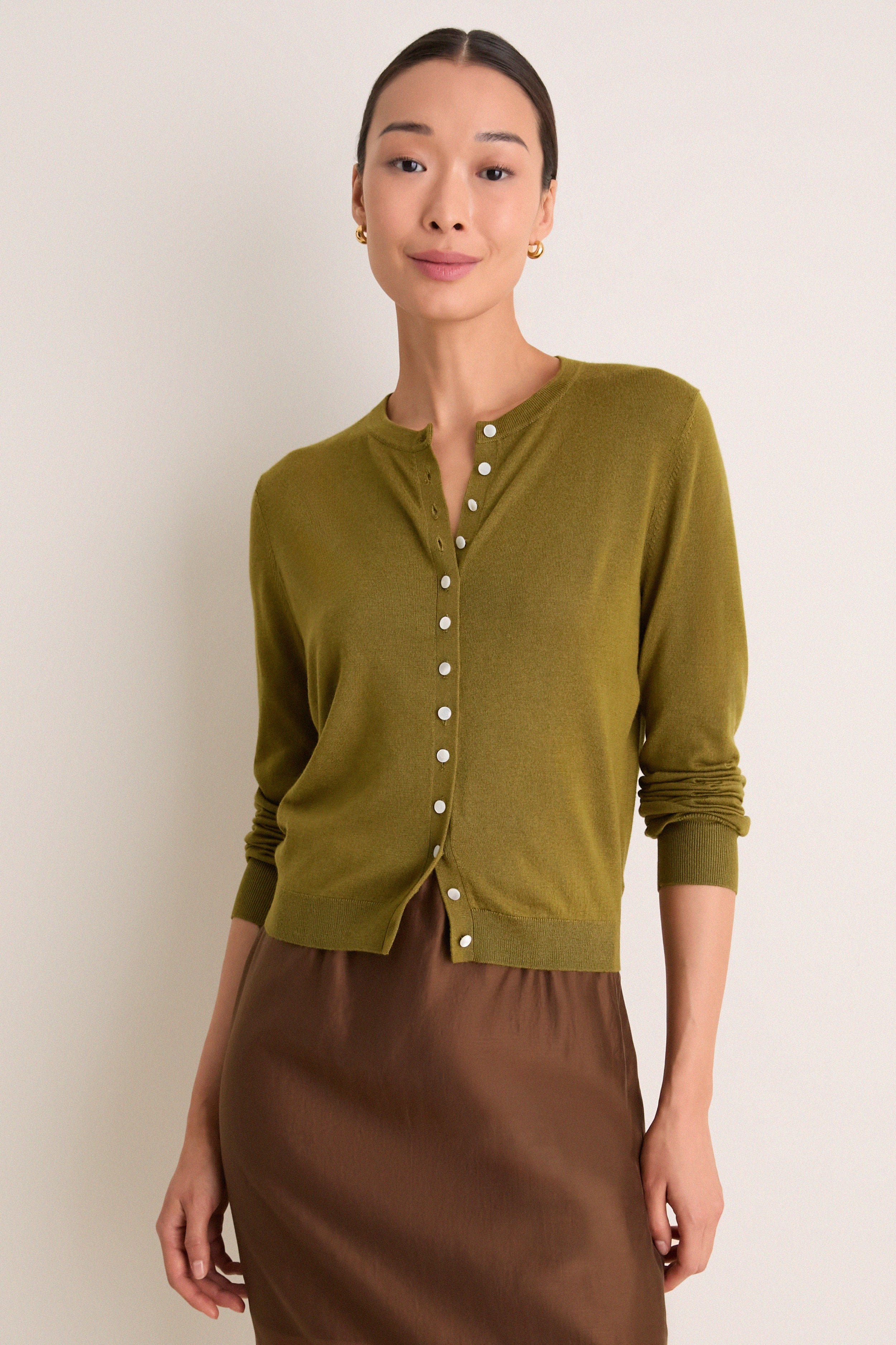 SNIDEL - andmary karen silk knit tops タグ付き Cyprus Cashmere Silk Spencer Cardigan | Tuckernuck
