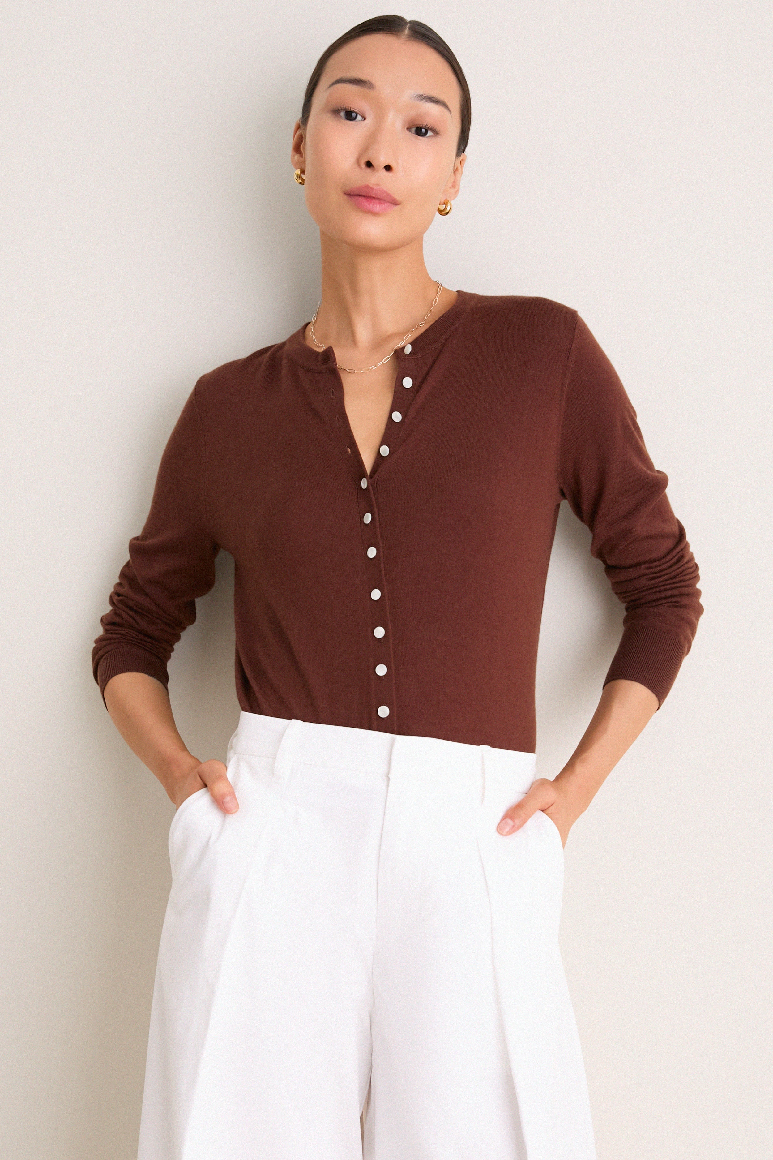 Mahogany Cashmere Silk Spencer Cardigan