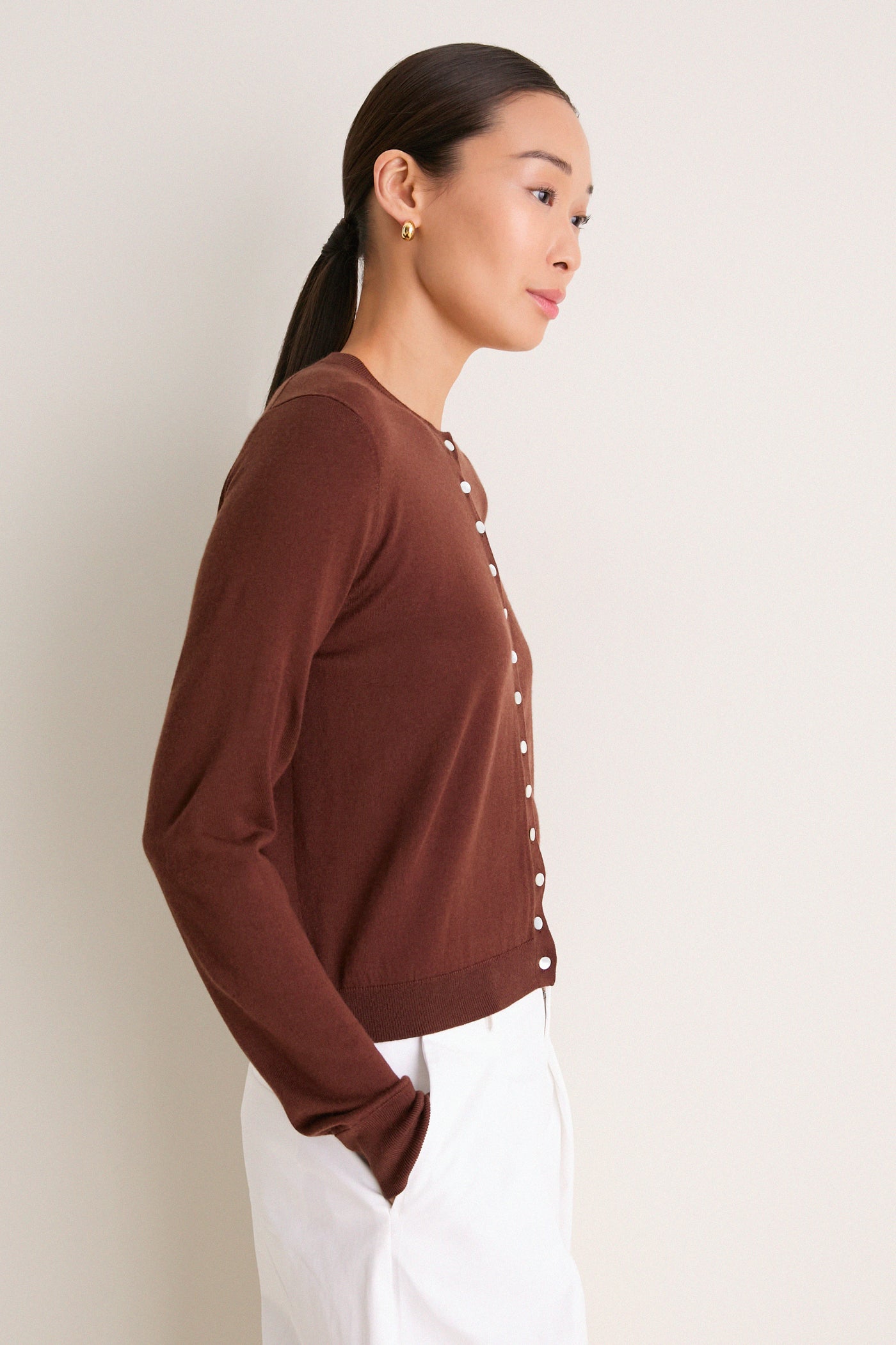 Mahogany Cashmere Silk Spencer Cardigan