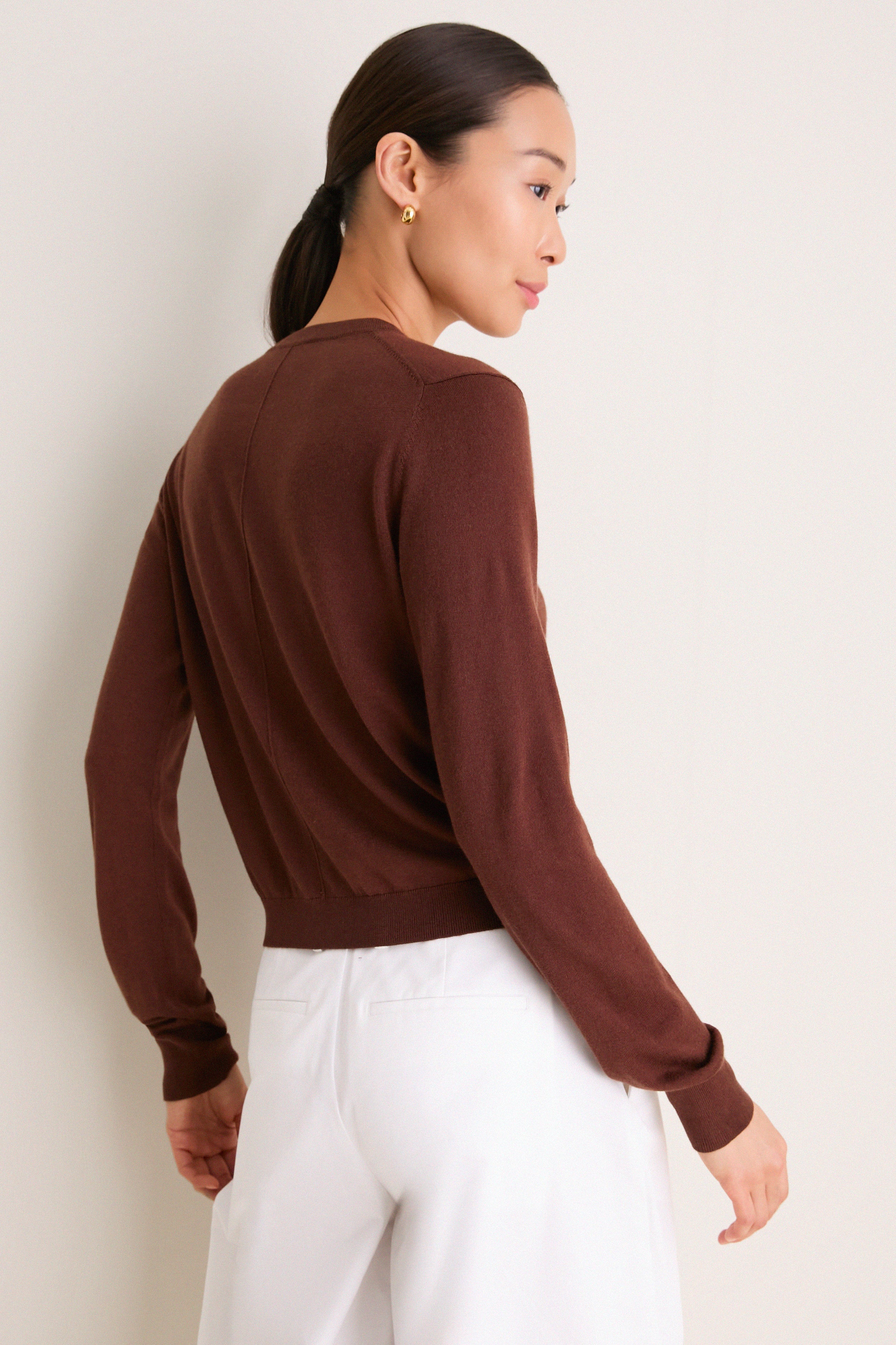 Mahogany Cashmere Silk Spencer Cardigan